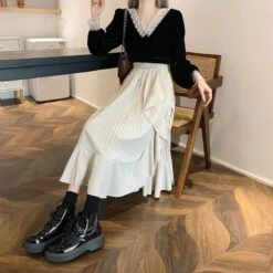 Kawaii Shawl Sweater Pleated Skirt Two Pieces Set ON238 -EgrilDoll Fashion Outlet Store kawaii shawl sweater pleated skirt two pieces set on238 818