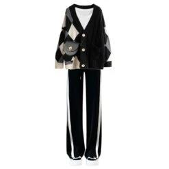 Kawaii Winter Cardigan Sweater Long Sleeve T-shirt Pants Three Piece Set ON248