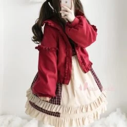 Kawaii Winter Lolita Tweed Cape Plush Jacket FY035 -EgrilDoll Fashion Outlet Store kawaii winter lolita tweed cape plush jacket fy035 443