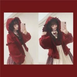 Kawaii Winter Lolita Tweed Cape Plush Jacket FY035 -EgrilDoll Fashion Outlet Store kawaii winter lolita tweed cape plush jacket fy035 605