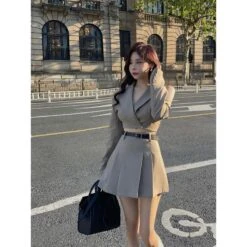 Kfashion Hollow Shoulder Blazer And Pleated Skirt Set ON129 -EgrilDoll Fashion Outlet Store kfashion hollow shoulder blazer and pleated skirt set on129 432