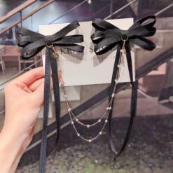 Korean Bow Pearls Chain Rhinestone Hair Clip EG16687 -EgrilDoll Fashion Outlet Store korean bow pearls chain rhinestone hair clip eg16687 162