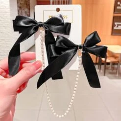 Korean Bow Pearls Chain Rhinestone Hair Clip EG16687 -EgrilDoll Fashion Outlet Store korean bow pearls chain rhinestone hair clip eg16687 777