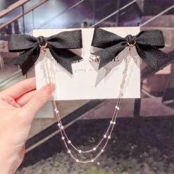 Korean Bow Pearls Chain Rhinestone Hair Clip EG16687 -EgrilDoll Fashion Outlet Store korean bow pearls chain rhinestone hair clip eg16687 929