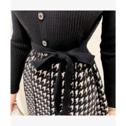 Korean Elegant Knitted Plaid Long Sleeve Lace-up Bow Pleated Dress EG16323 7 Korean Elegant Knitted Plaid Long Sleeve Lace-up Bow Pleated Dress EG16323 -EgrilDoll Fashion Outlet Store korean elegant knitted plaid long sleeve lace up bow pleated dress eg16323 311
