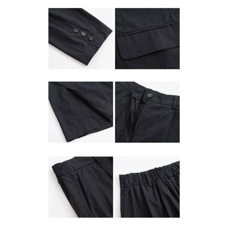 Korean Fashion Black Loose Blazer & Black Shorts TK020 7 Korean Fashion Black Loose Blazer & Black Shorts TK020 - Image 7