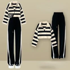 Korean Fashion Stripes Sweater Casual Pants Two Pieces Set ON250 -EgrilDoll Fashion Outlet Store korean fashion stripes sweater casual pants two pieces set on250 c s 452