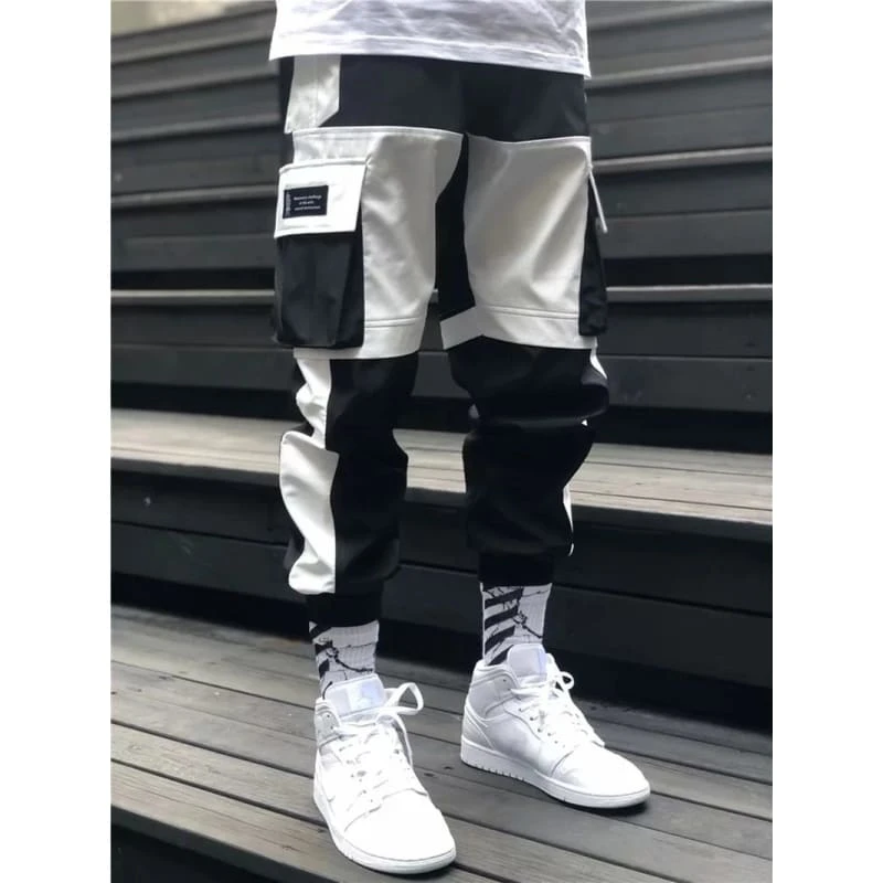 Korean Hip Hop Joggers Letter Ribbons Cargo Pants BE218 4 Korean Hip Hop Joggers Letter Ribbons Cargo Pants BE218 - Image 4