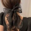 Korean Kawaii Black White Lace Bow Charm Hairpin BE282