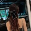 Korean Legant Ribbon Velvet Bow Crystal Hair Clips EG17223