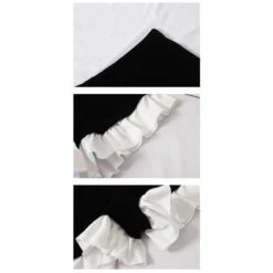 Korean Ruffled Black White Blouse&High Waist Pants Suits BE142 10 Korean Ruffled Black White Blouse&High Waist Pants Suits BE142 -EgrilDoll Fashion Outlet Store korean ruffled black white blousehigh waist pants suits be142 964