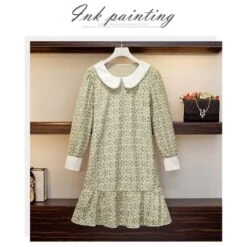 L-4XL Plus Size Blue/Green Hollow Out Lace Ruffle Sweet Dress BE382 -EgrilDoll Fashion Outlet Store l 4xl plus size bluegreen hollow out lace ruffle sweet dress be382 367