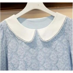 L-4XL Plus Size Blue/Green Hollow Out Lace Ruffle Sweet Dress BE382 -EgrilDoll Fashion Outlet Store l 4xl plus size bluegreen hollow out lace ruffle sweet dress be382 849