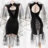 Lace Flower Princess Black Gothic Hollow Backless Lingerie Dress EG16783