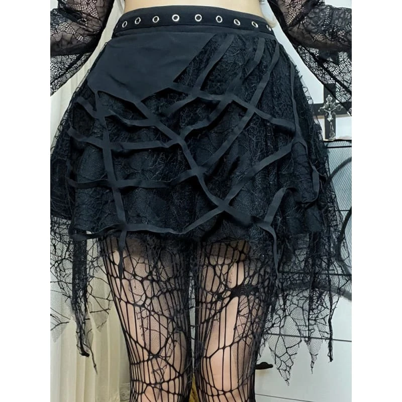 Lace Spiderweb Cool Black Skirt ON72 3 Lace Spiderweb Cool Black Skirt ON72 - Image 3