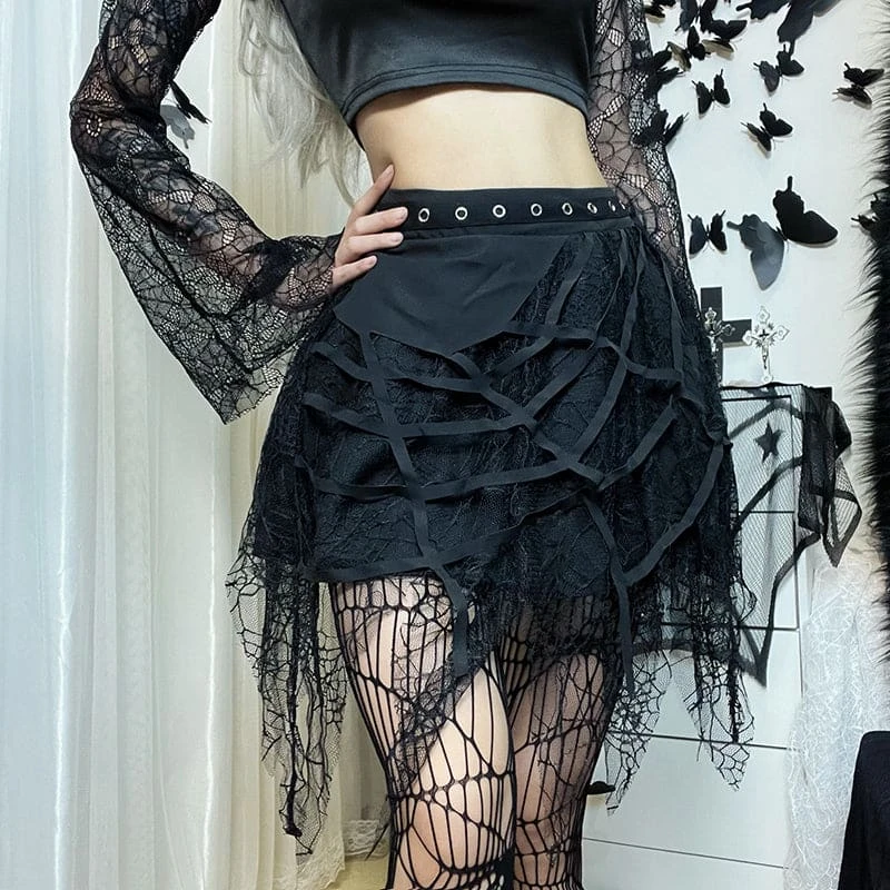 Lace Spiderweb Cool Black Skirt ON72 6 Lace Spiderweb Cool Black Skirt ON72 - Image 6