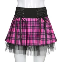 Lace Up Goth Y2K Style Skirt -EgrilDoll Fashion Outlet Store lace up goth y2k style skirt 224