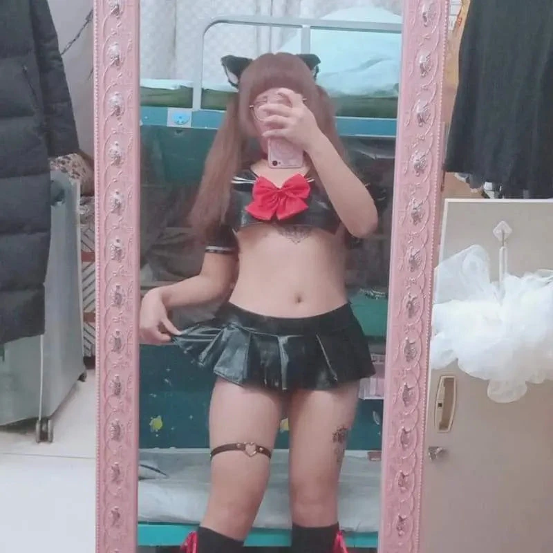 Leather Balck Bow School Uniform Lingerie EG14775 5 Leather Balck Bow School Uniform Lingerie EG14775 - Image 5