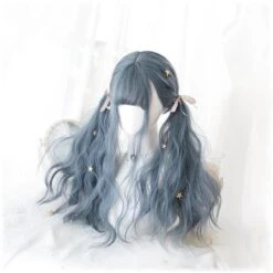 Lolita Blue Gray Wavy Long Curly Wig EG15443