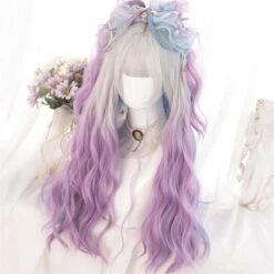 Lolita Cute Platinum Blue Purple Gradient Curly Wig SS1661 -EgrilDoll Fashion Outlet Store lolita cute platinum blue purple gradient curly wig ss1661 220
