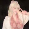 Lolita Glod Pink Mix Long Curl Wig SP15700