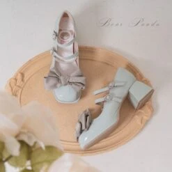 Lolita Pastel Bow Knot Mary Janes Lolita Shoes ON07 -EgrilDoll Fashion Outlet Store lolita pastel bow knot mary janes shoes on07 light green 5 a pair of bows 34 797