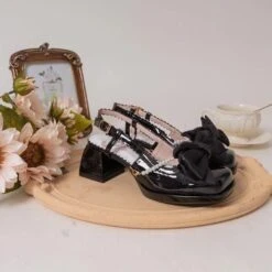 Lolita Pastel Bow Knot Mary Janes Lolita Shoes Sandals ON06 -EgrilDoll Fashion Outlet Store lolita pastel bow knot mary janes shoes sandals on06 black 5 a pair of bowknot half size 501