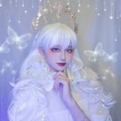 Lolita White Cute Curly Long Wig SP16277