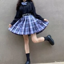 Long/Short Sleeve High Waist Plaid Pleated Skirts JK School Uniform SS0810 13 Long/Short Sleeve High Waist Plaid Pleated Skirts JK School Uniform SS0810 -EgrilDoll Fashion Outlet Store longshort sleeve high waist plaid pleated skirts jk school uniform ss0810 673