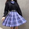 Long/Short Sleeve High Waist Plaid Pleated Skirts JK School Uniform SS0810