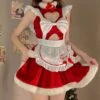 Lovely Hollow Heart Bunny Christmas Maid Dress PE119