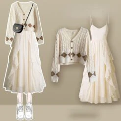 Lovely Kawaii Cardigan Sweater Dress Set ON257 -EgrilDoll Fashion Outlet Store lovely kawaii cardigan sweater dress set on257 apricot 6010 suspender skirt s 2 piece 386