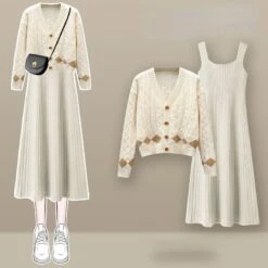 Lovely Kawaii Cardigan Sweater Dress Set ON257 -EgrilDoll Fashion Outlet Store lovely kawaii cardigan sweater dress set on257 apricot knit halter s 2 piece 539