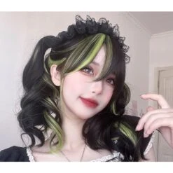 Lovely Kawaii EGirl Monster Style Green Black Curly Wig ON139 -EgrilDoll Fashion Outlet Store lovely kawaii egirl monster style green black curly wig on139 natural and bright 608