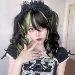 Lovely Kawaii EGirl Monster Style Green Black Curly Wig ON139 -EgrilDoll Fashion Outlet Store lovely kawaii egirl monster style green black curly wig on139 natural and bright 612