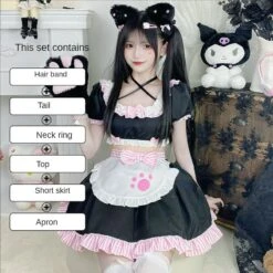 Lovely Sweet Girl Pink Cat Girl Maid Dress ON649 -EgrilDoll Fashion Outlet Store lovely sweet girl pink cat maid dress on649 m black 149