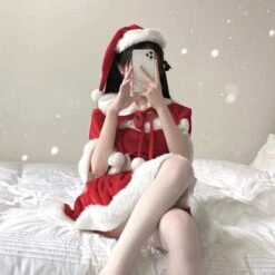 M-XL Kawaii Red Christmas Santa Dress And Cape EG16883 -EgrilDoll Fashion Outlet Store m xl kawaii red christmas santa dress and cape eg16883 515