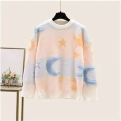 Moon And Stars Kawaii Pastel Sweater Tulle Skirt Two Pieces Set ON233