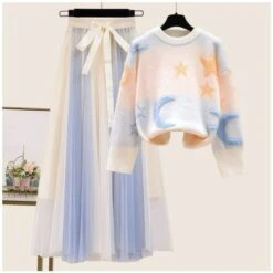 Moon And Stars Kawaii Pastel Sweater Tulle Skirt Two Pieces Set ON233 12 Moon And Stars Kawaii Pastel Sweater Tulle Skirt Two Pieces Set ON233 -EgrilDoll Fashion Outlet Store moon and stars kawaii pastel sweater tulle skirt two pieces set on233 white with dress 209