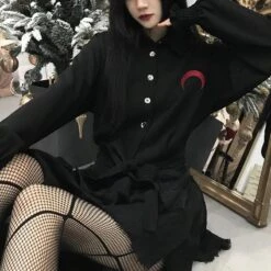 Moon Embroidery Long-sleeved Shirt EE0798