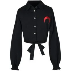 Moon Embroidery Long-sleeved Shirt EE0798 -EgrilDoll Fashion Outlet Store moon embroidery long sleeved shirt ee0798 black m 451