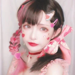 Pink Brown Long Straight Hair Wig EG15704