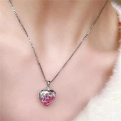 Pink Crystal Heart Necklace -EgrilDoll Fashion Outlet Store pink crystal heart necklace 588
