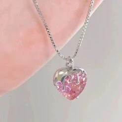 Pink Crystal Heart Necklace -EgrilDoll Fashion Outlet Store pink crystal heart necklace 609