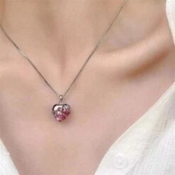 Pink Crystal Heart Necklace -EgrilDoll Fashion Outlet Store pink crystal heart necklace 737
