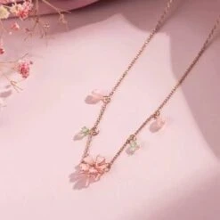 Pink Flower Necklace -EgrilDoll Fashion Outlet Store pink flower necklace 538