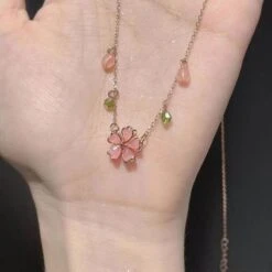 Pink Flower Necklace -EgrilDoll Fashion Outlet Store pink flower necklace 813