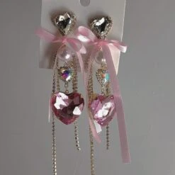 Pink Heart Shaped Bow Earrings ON472 6 Pink Heart Shaped Bow Earrings ON472 -EgrilDoll Fashion Outlet Store pink heart shaped bow earrings on472 436