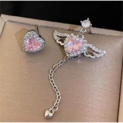Pink Heart Wings Earrings -EgrilDoll Fashion Outlet Store pink heart wings earrings 677