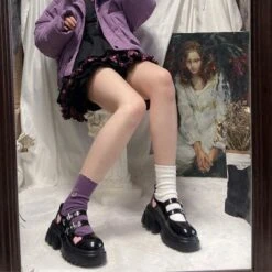 Pink Love Hearts Lolita Kawaii Black Shoes EE0946 -EgrilDoll Fashion Outlet Store pink love hearts lolita kawaii black shoes ee0946 547